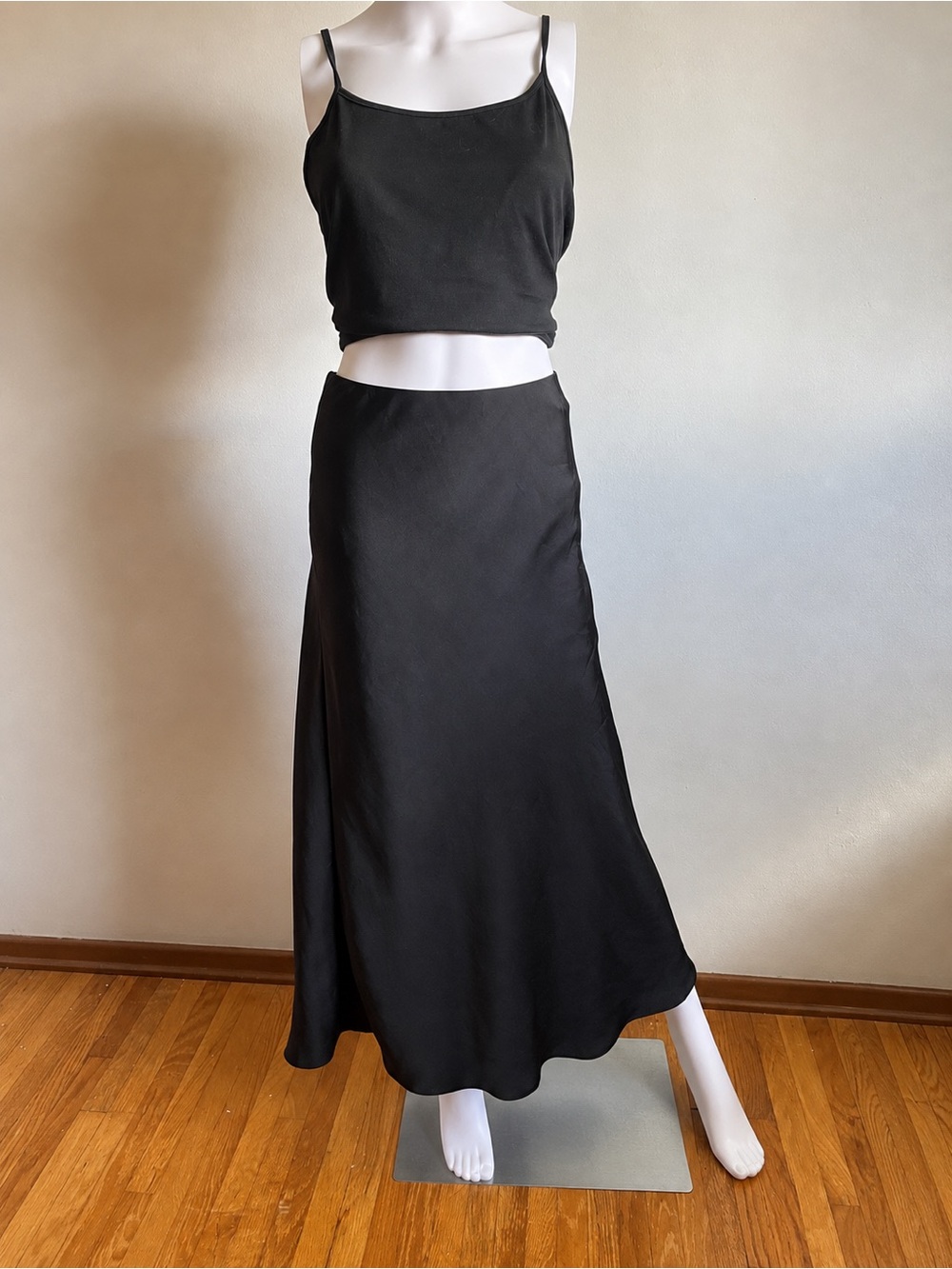 Black Women's Satin Maxi Skirt